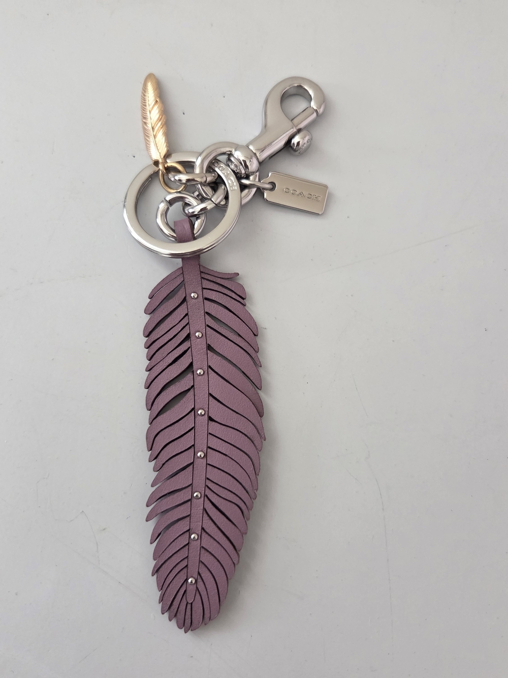 Coach Studded Feather Leather Key Charm